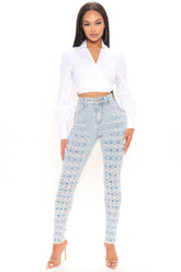 All The Feels Stretch Skinny Jeans - Light Blue Wash Ins Street